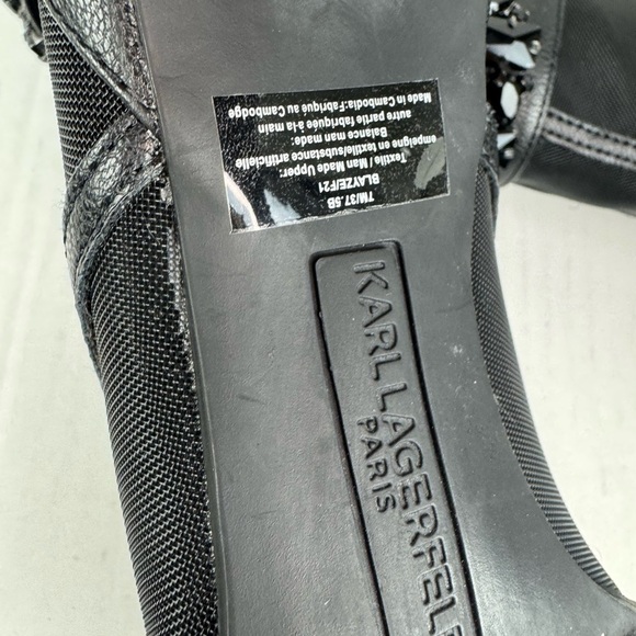 Karl Lagerfeld Women's US 7.5Blayze Black Mesh Ankle Pumps Peep Toes Shoes - Picture 8 of 12